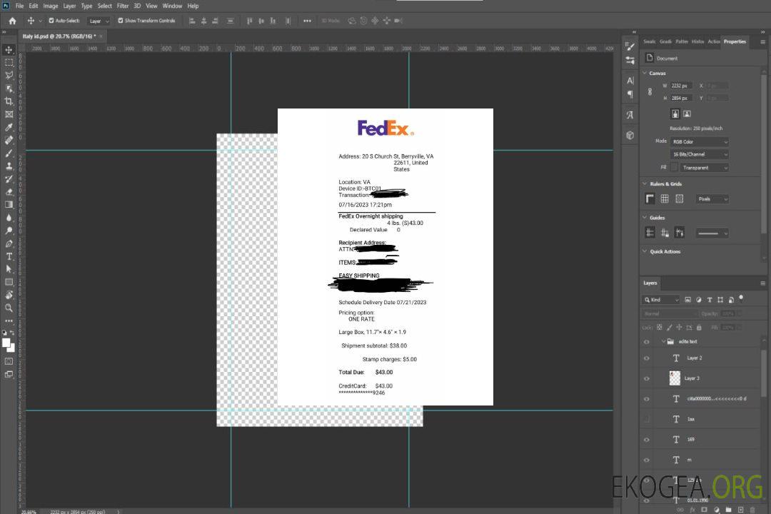 Reçu de la société Fedex template Reçu de la société Fedex template